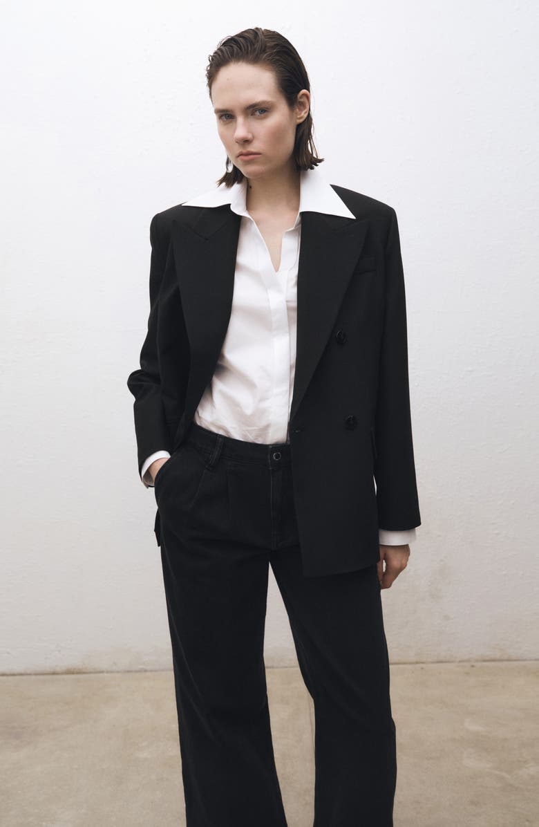 MANGO Pleated Wide Leg Jeans, Alternate, color,