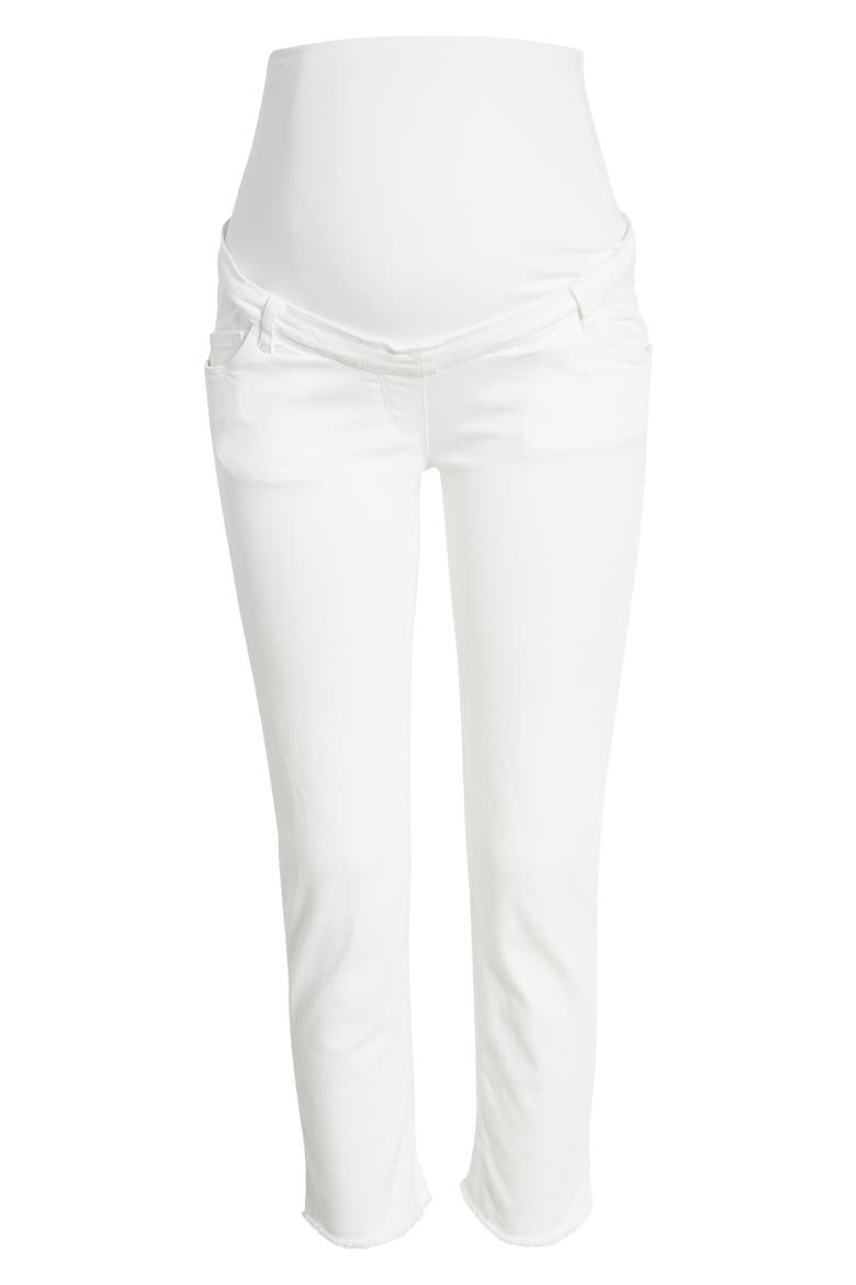 Graceful Non-Denim Foldover Waistband Maternity Pants, Alternate, color, WHITE
