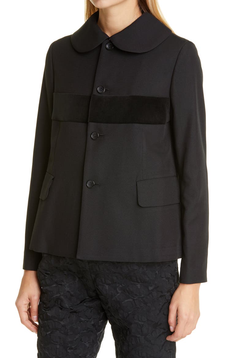 Velveteen Detail Blazer, Alternate, color, BLACK X BLACK