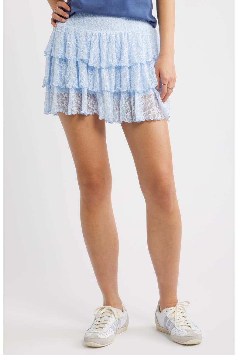 Lace Tiered Mini Skort, Main, color, BLUE BIRD
