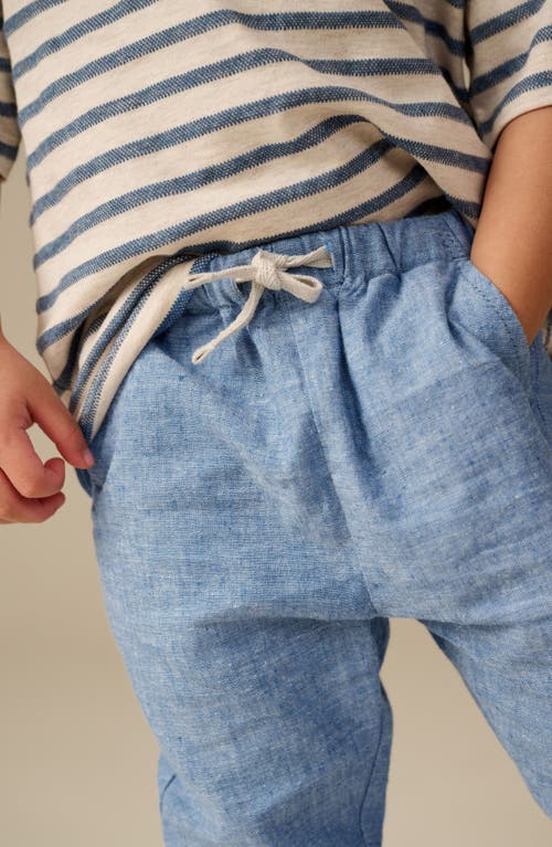 Next Kids' Linen & Cotton Chambray Drawstring Pants In Blue