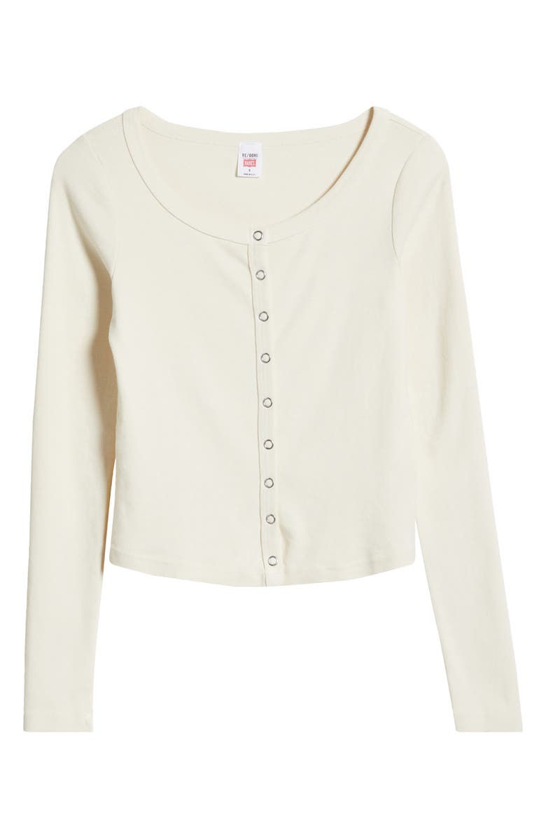 Re/Done Scoop Neck Cotton Cardigan, Alternate, color, Vintage White