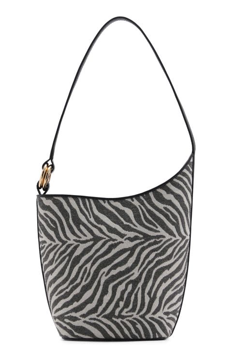 Zebra Print Canvas Bucket Bag