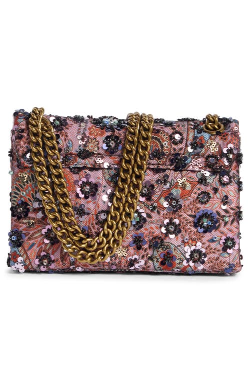 Kurt Geiger London Sequin Flower Mini Brixton Shoulder Bag In Pink