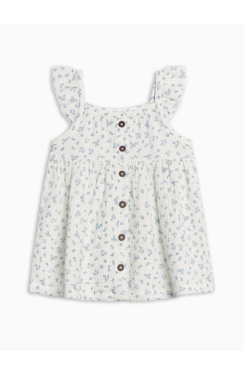 Colroed Organics Organic Maisy Muslin Ruffle Strap Dress, Alternate, color, Rosebay Floral / Coconut + Sea