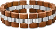 HMY JEWELRY Wood & Stainless Steel Bracelet