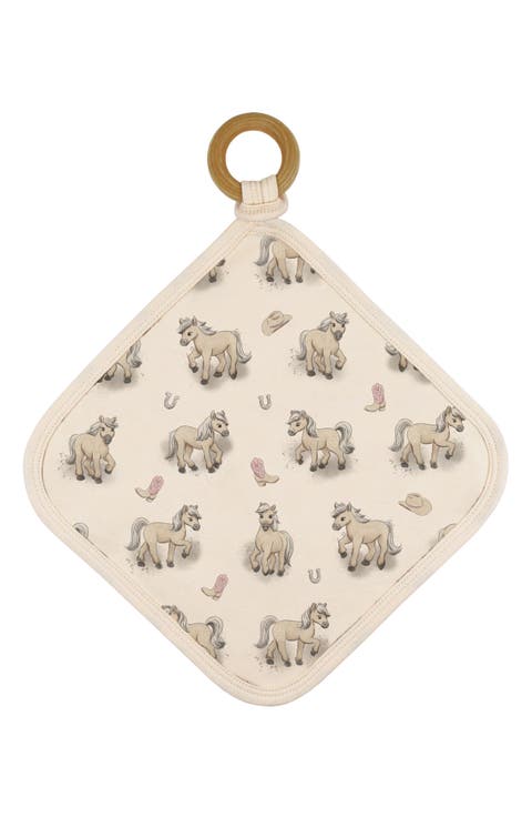 Print Organic Cotton Lovey with Removable Teething Ring