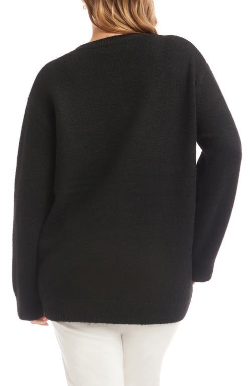 Karen Kane Heart Crewneck Sweater In Black