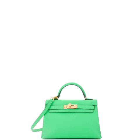 Kelly Mini II Bag Green Chevre Mysore with Gold Hardware 20