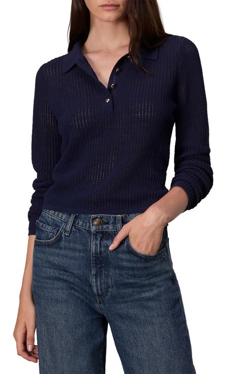 Viola Open Stitch Polo Sweater