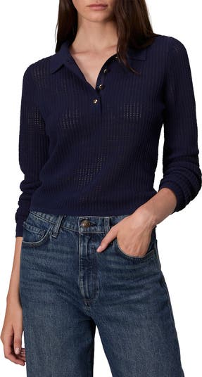 rag & bone Viola Open Stitch Polo Sweater | Nordstrom
