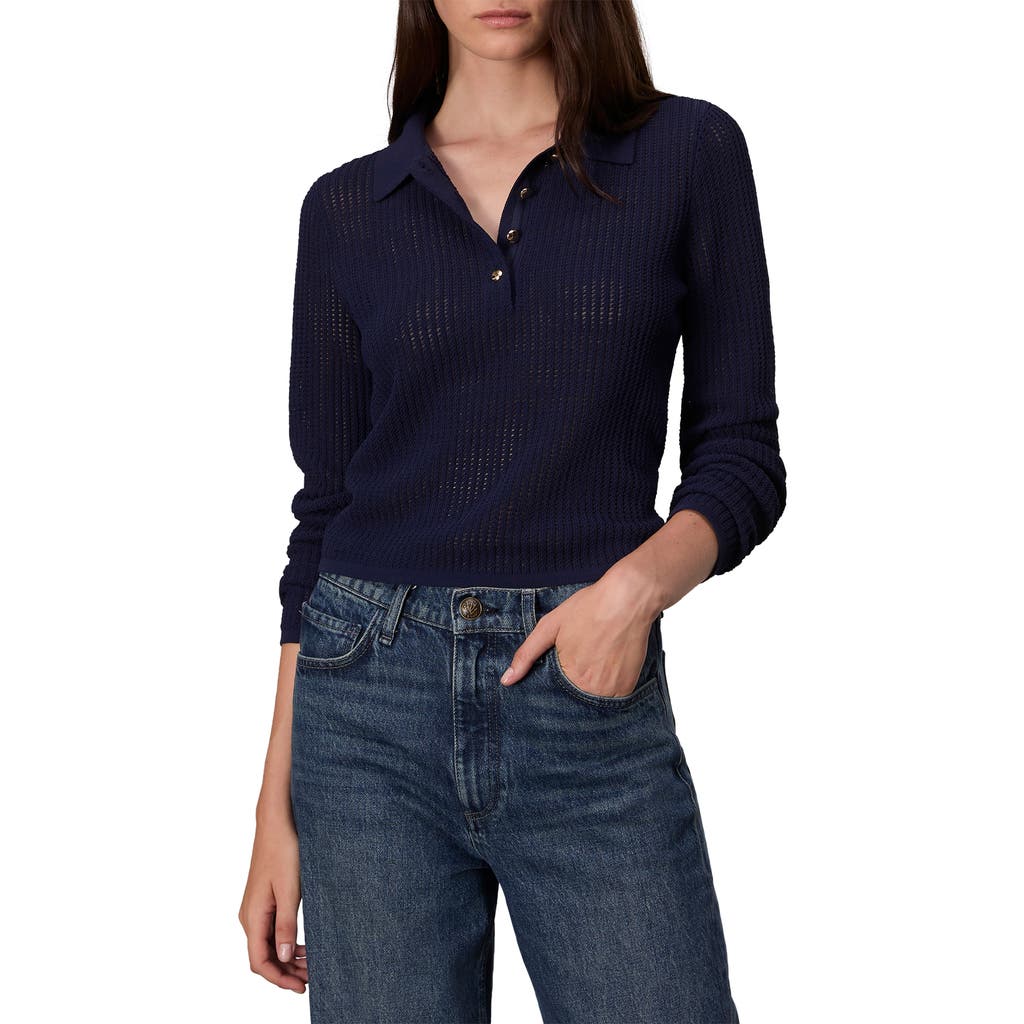 Rag & Bone Viola Open Stitch Polo Sweater In Purple