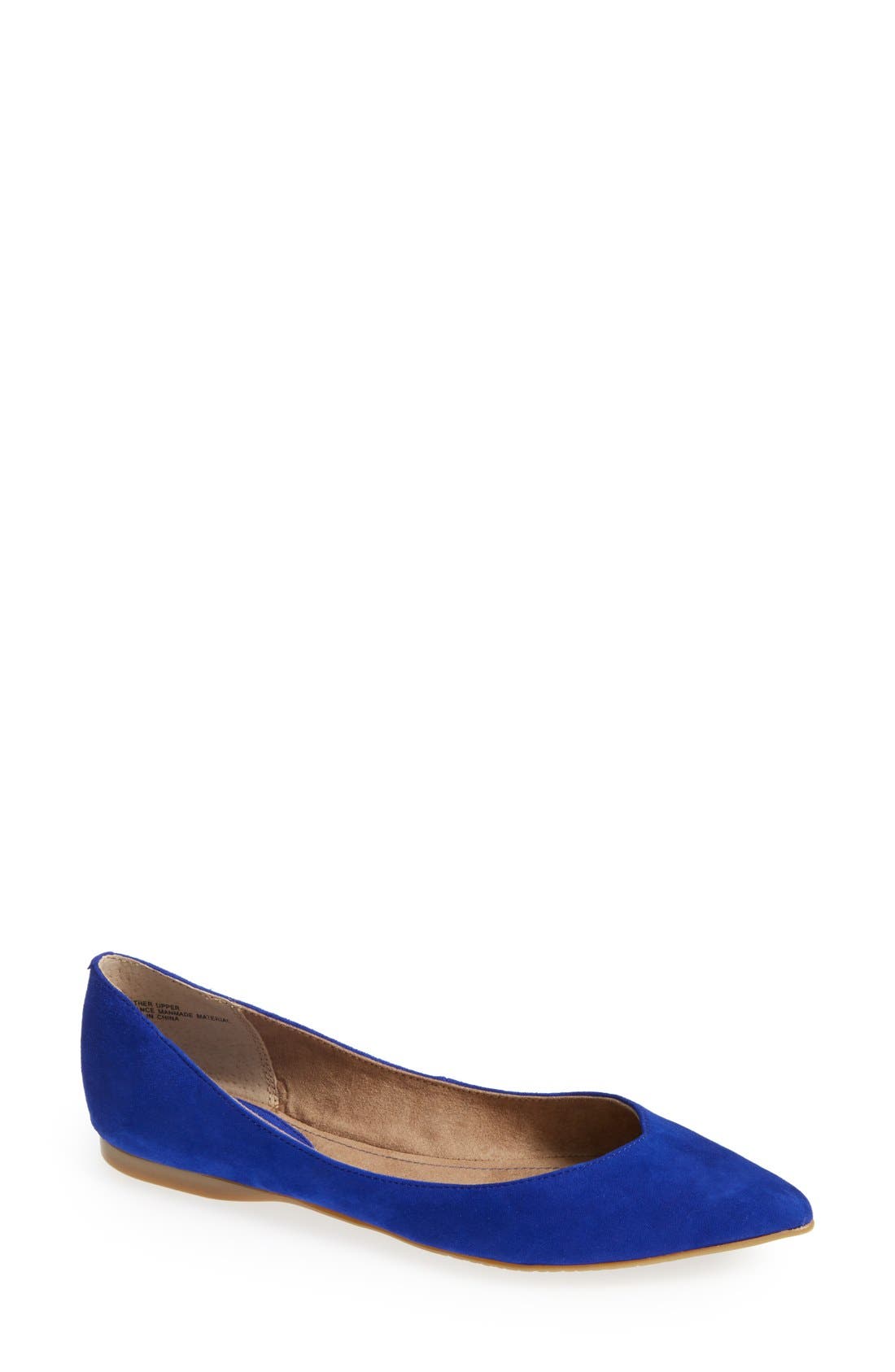 'Moveover' Pointy Toe Leather Flat, Main, color, COBALT SUEDE