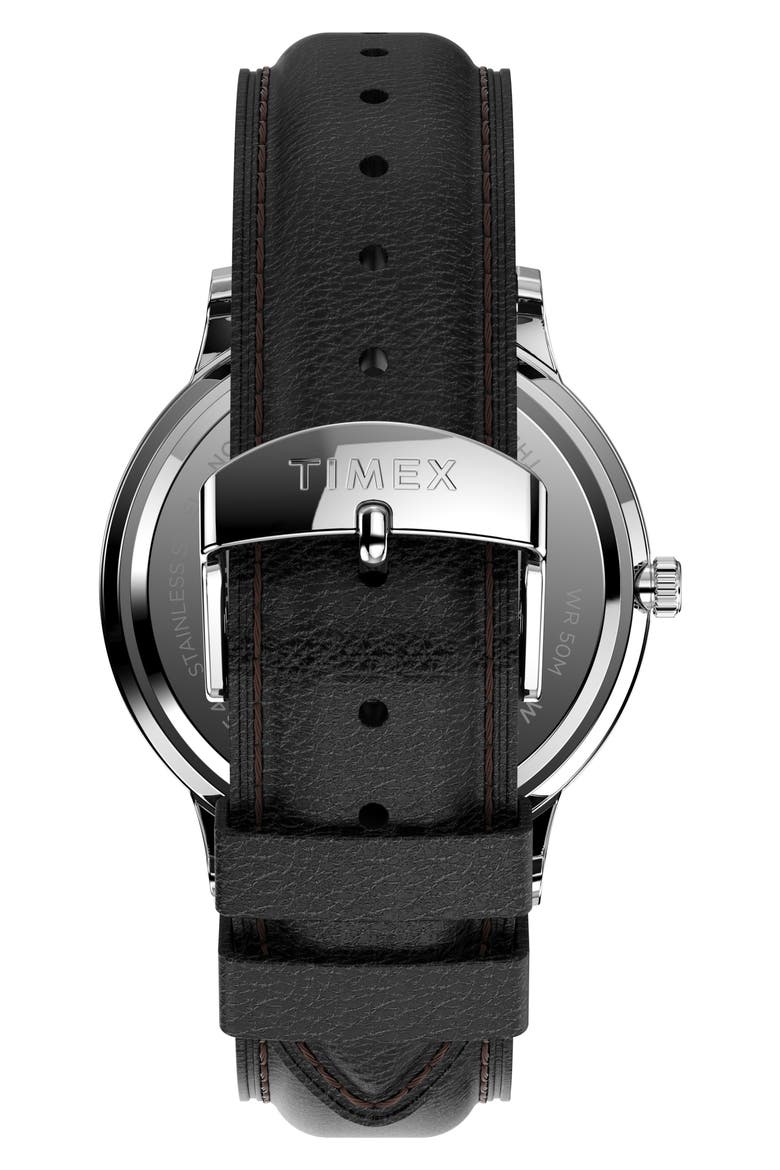 Waterbury Classic Leather Strap Watch, 40mm, Alternate, color, BLACK