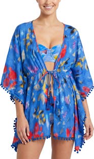 Change of Scenery Audrey Short Drawstring Caftan Cover-Up
