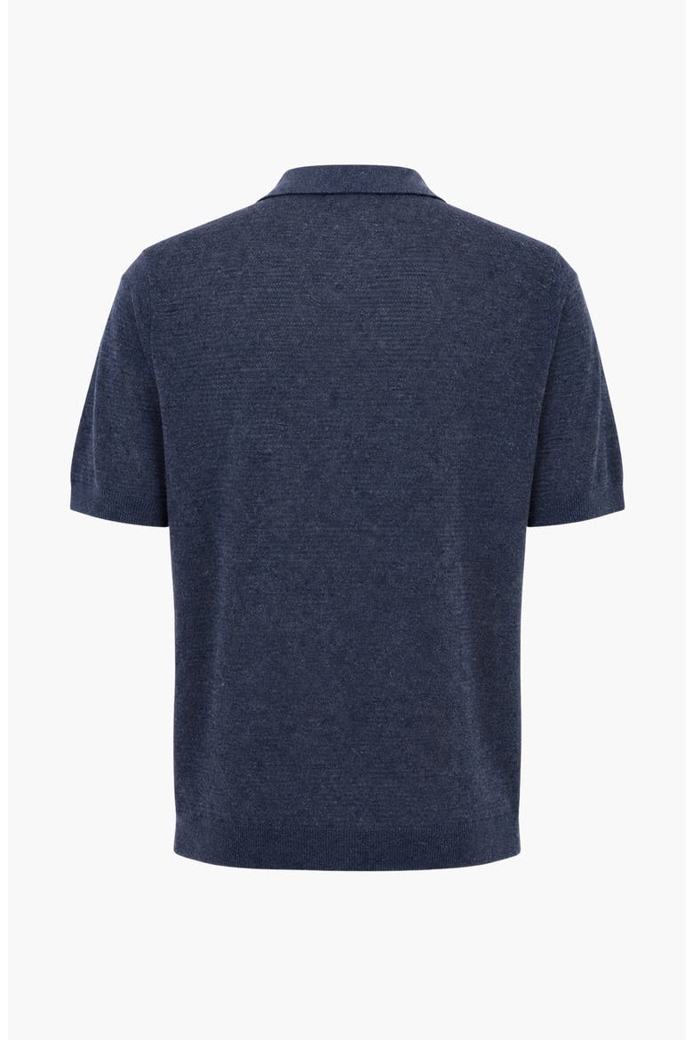 Textured Short Sleeve Knit Polo Shirt, Alternate, color, Navy Blue