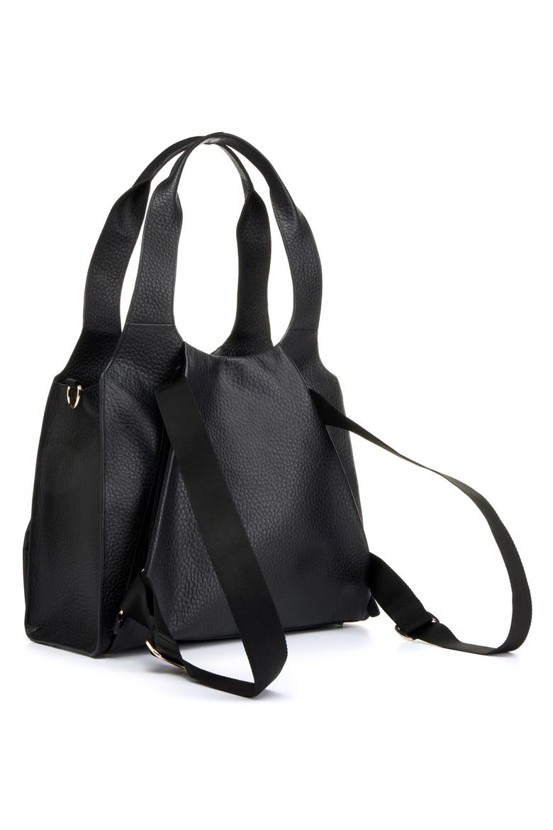 Kaia Leather Convertible Diaper Bag, Alternate, color, BLACK