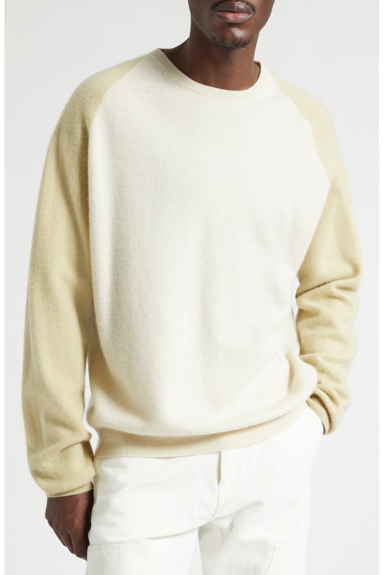 Colorblock Cashmere Sweater, Main, color, CHALK/ FADED BEIGE