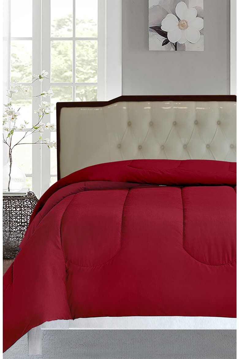 Microfiber Comforter & Sham Set, Alternate, color, BURGUNDY