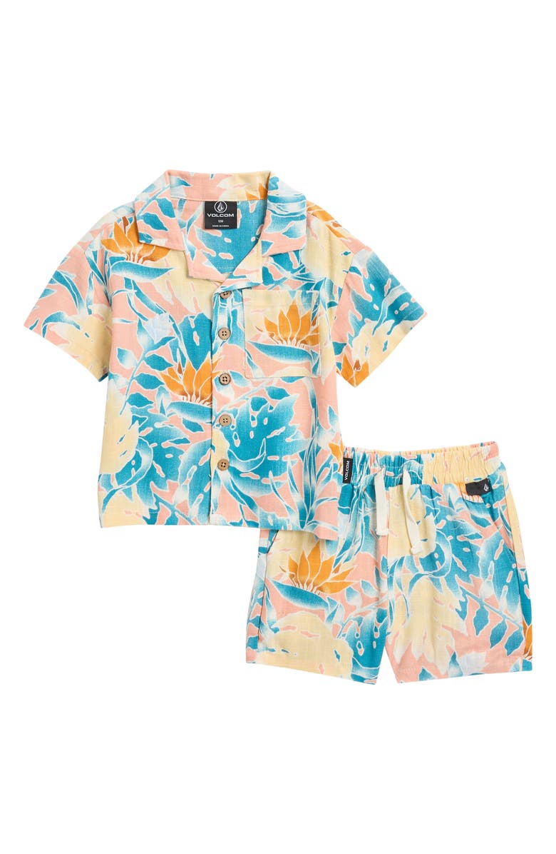 Volcom Cabana Button-Up Shirt & Shorts Set, Main, color, Teal