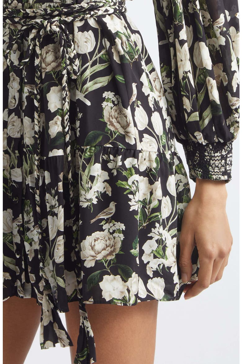 Antonette Floral Print Long Sleeve Minidress, Alternate, color, MORNINGSTAR FLORAL BLACK