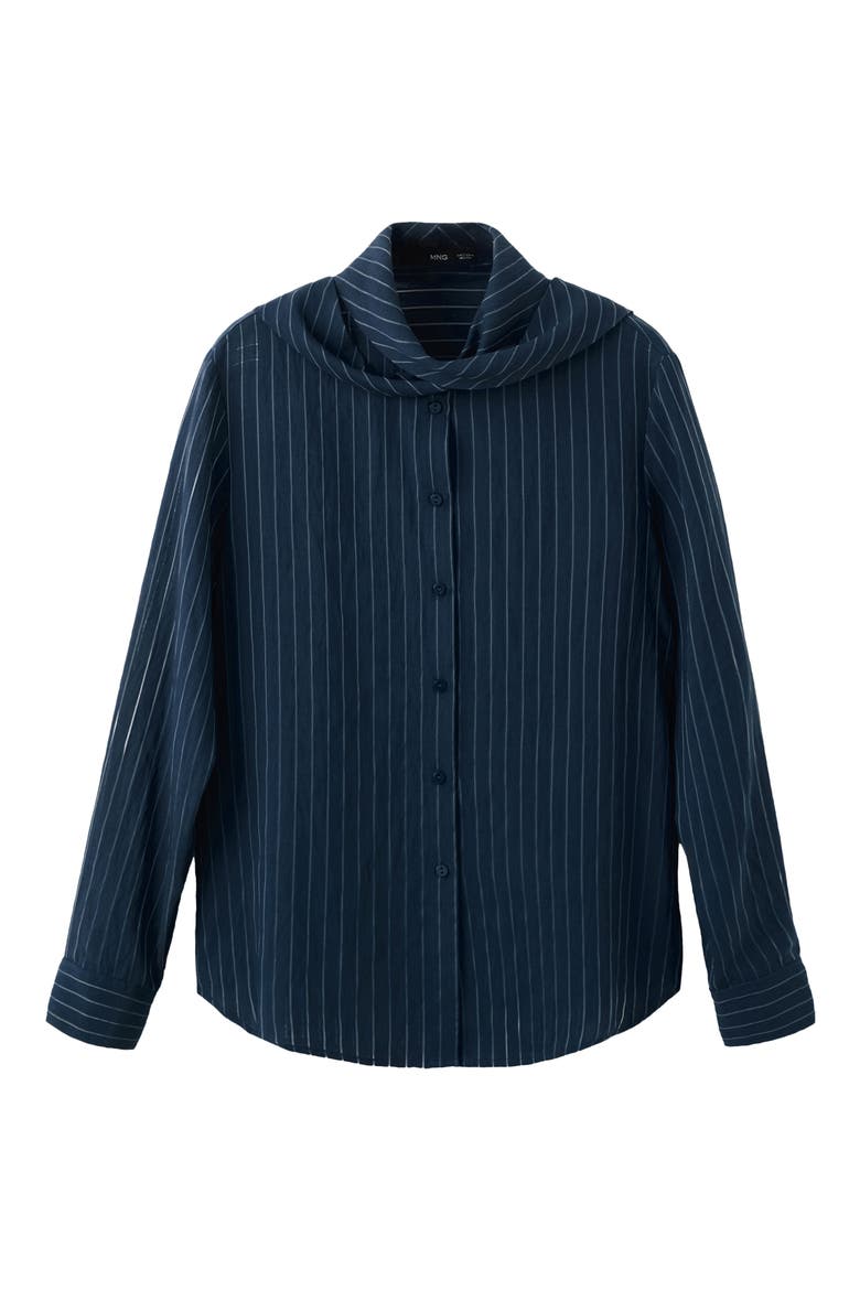 Stripe Tie Neck Top, Alternate, color, NAVY