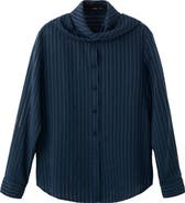 MANGO Stripe Tie Neck Top