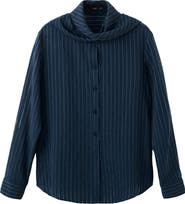 MANGO Stripe Tie Neck Top