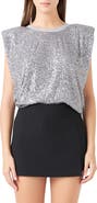 Endless Rose Sequin Shoulder Pad Top