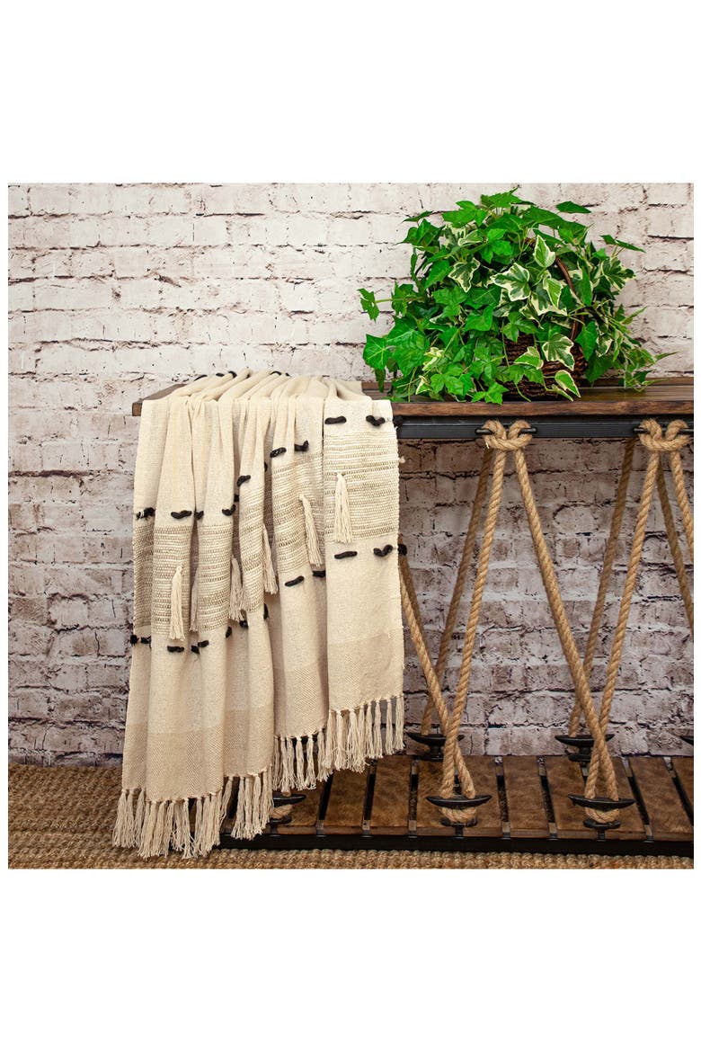 Inca Fringe Throw Blanket, Alternate, color, BEIGE