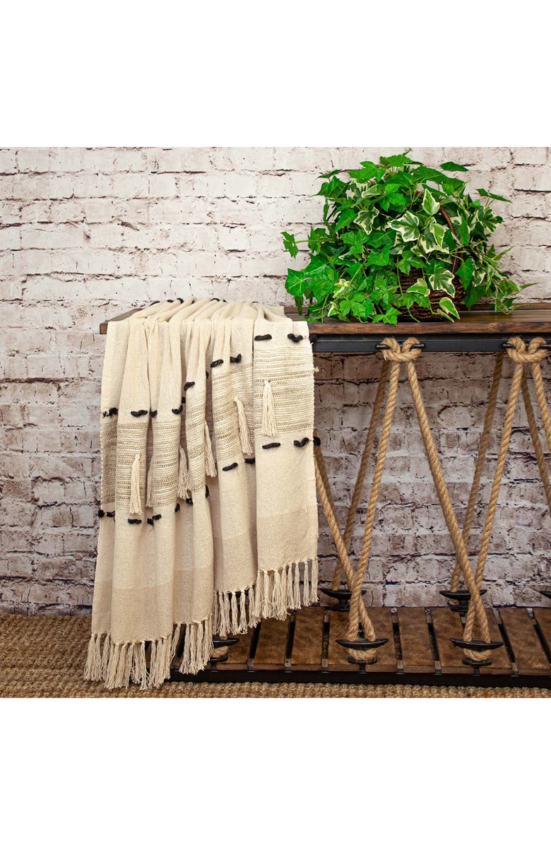 PARKLAND COLLECTION Inca Fringe Throw Blanket, Alternate, color, Beige