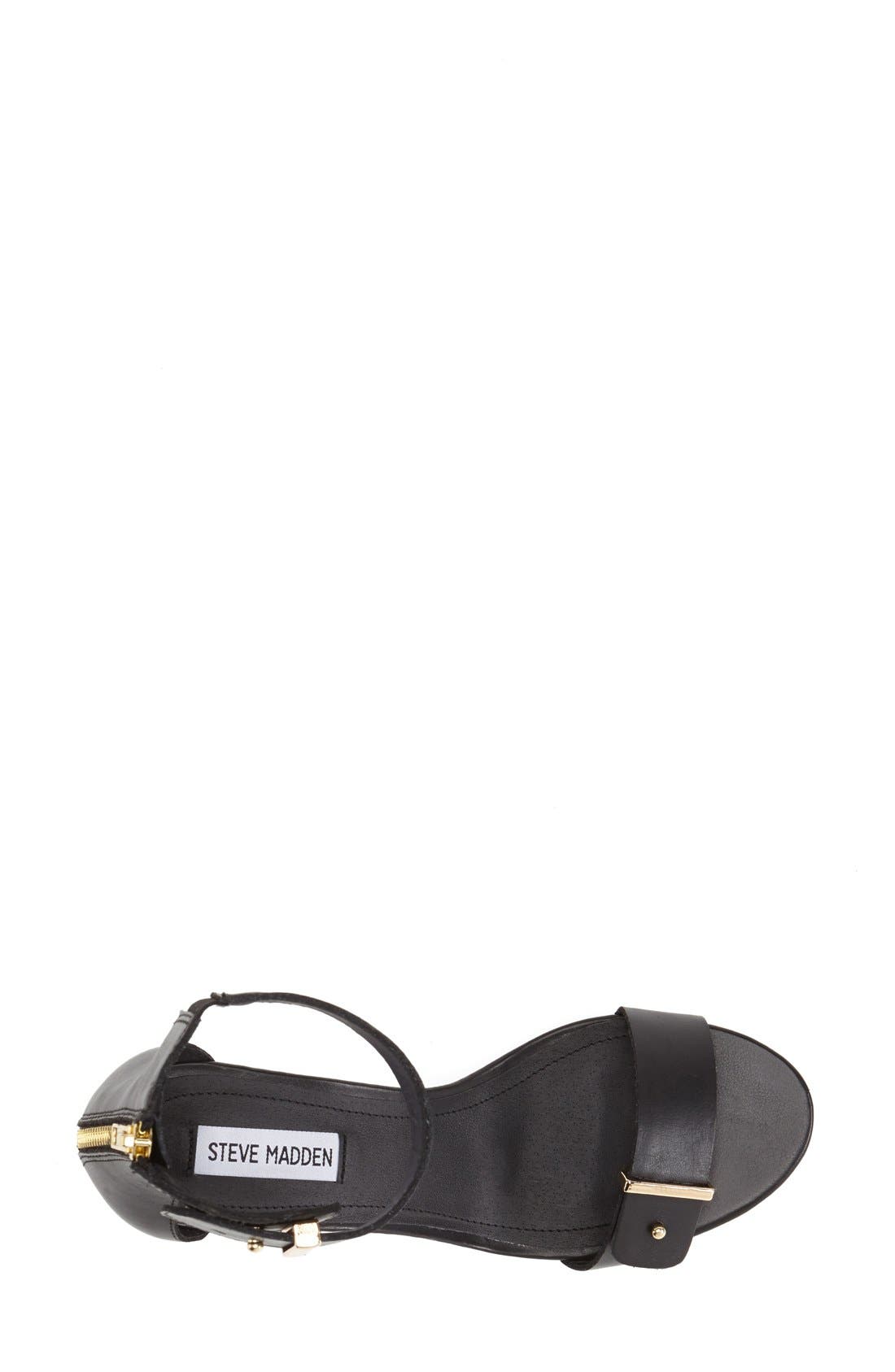 'Narissaa' Ankle Strap Wedge Sandal, Alternate, color, BLACK LEATHER