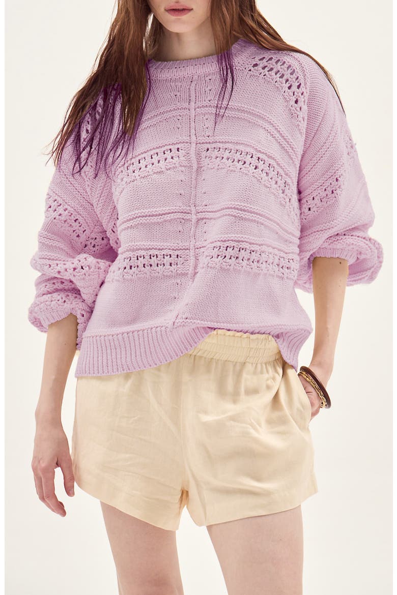 Faial Open Stitch Cotton Blend Sweater, Main, color, PINK