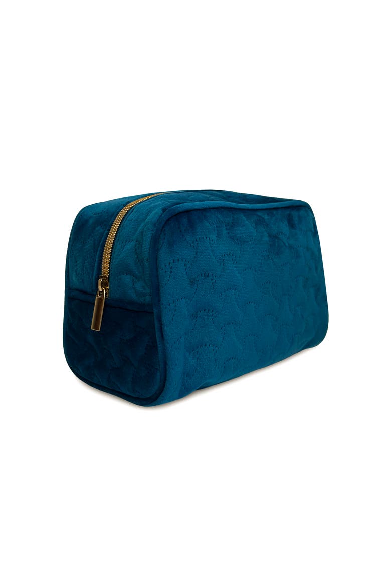The Riviera Velvet Cosmetic Case - Teal Blue, Main, color, Teal Blue