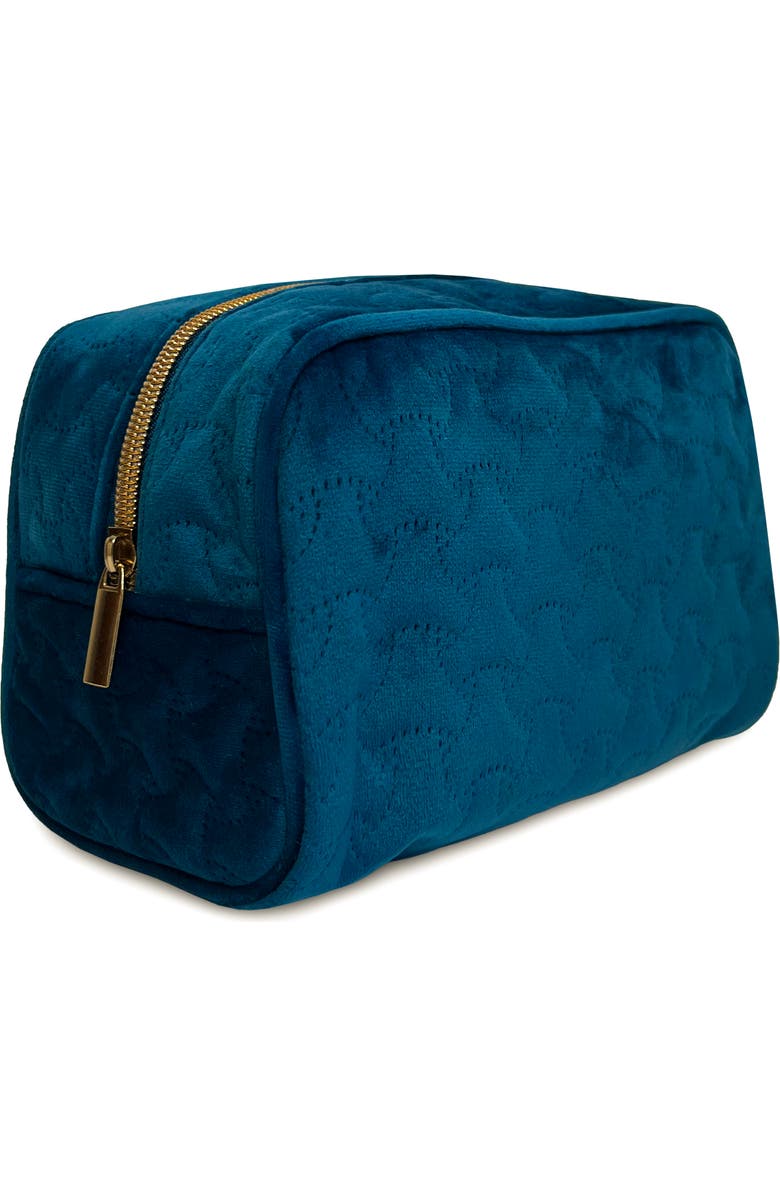 Youzey The Riviera Velvet Cosmetic Case - Teal Blue, Main, color, Teal Blue
