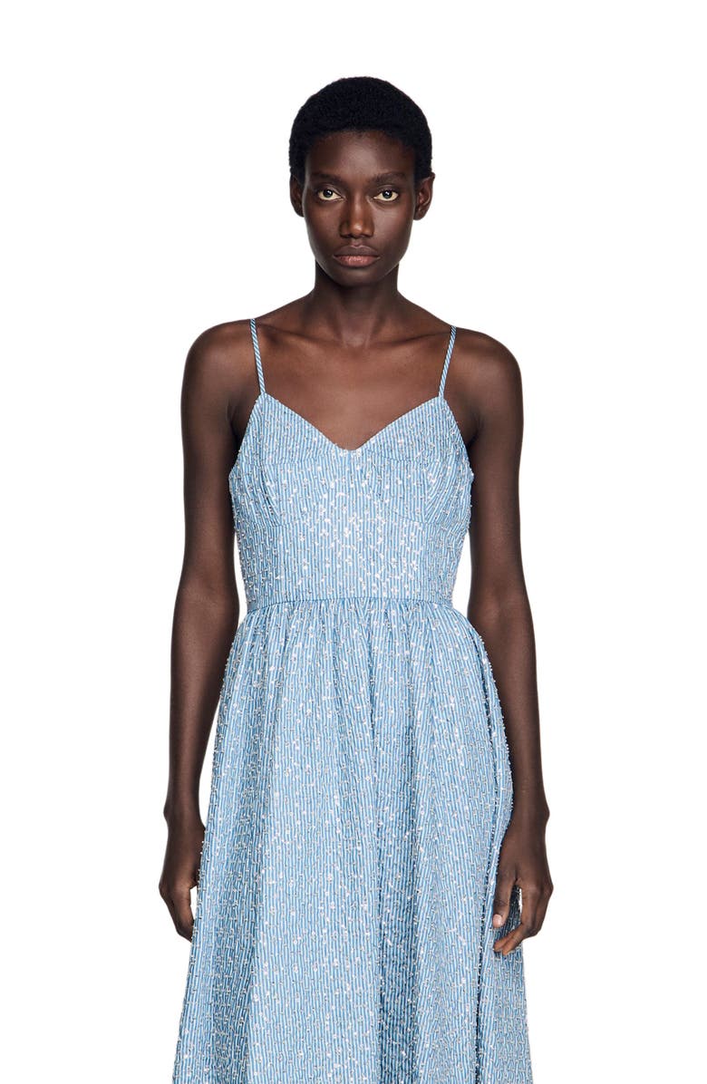 SANDRO Sequined maxi dress, Alternate, color, Blue