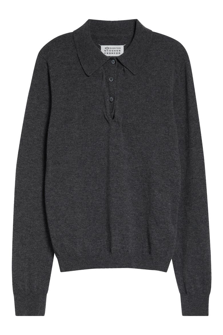 Twist Wool Polo Sweater, Main, color, MEDIUM GREY