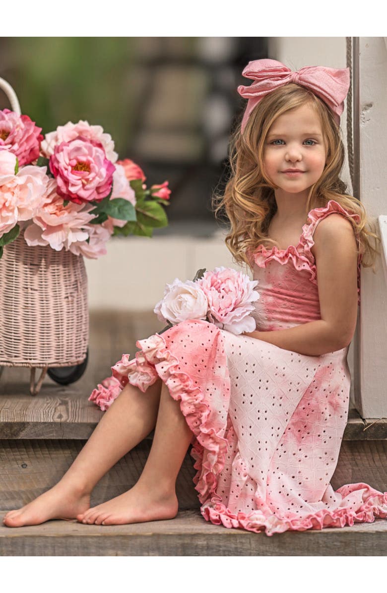 Mia Belle Girls Girls Cool-Girl Summer Tie-Dye Hi-Lo Ruffle Dress, Alternate, color, Pink