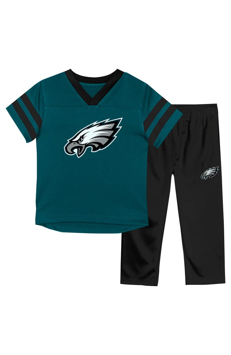 Outerstuff Toddler Outerstuff Green/Black Philadelphia Eagles Red Zone V-Neck T-Shirt & Pants Set, Main, color, Green