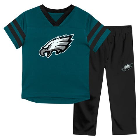 Toddler Outerstuff Green/Black Philadelphia Eagles Red Zone V-Neck T-Shirt 
Pants Set