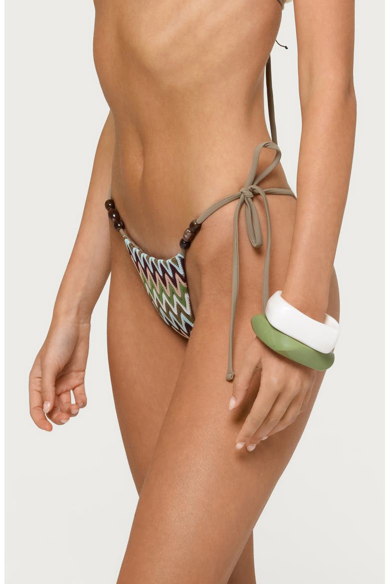 Alayna Zigzag Beaded Tie Side Bikini Bottoms, Alternate, color, OLIVE