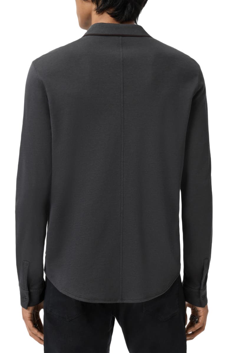 John Varvatos Drewce Bird's Eye Button-Up Shirt, Alternate, color, Charcoal