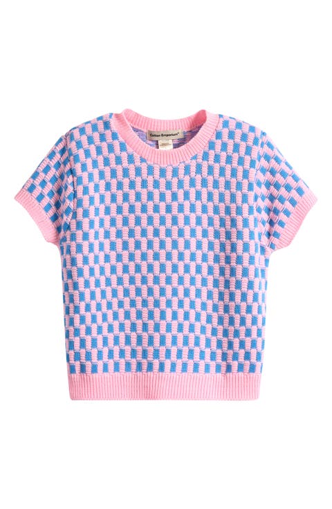Kids' Checkerboard Short Sleeve Sweater (Big Kid)