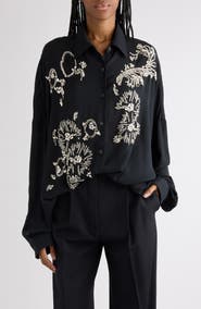 Dries Van Noten Casia Crystal Embellished Lightweight Button-Up Shirt