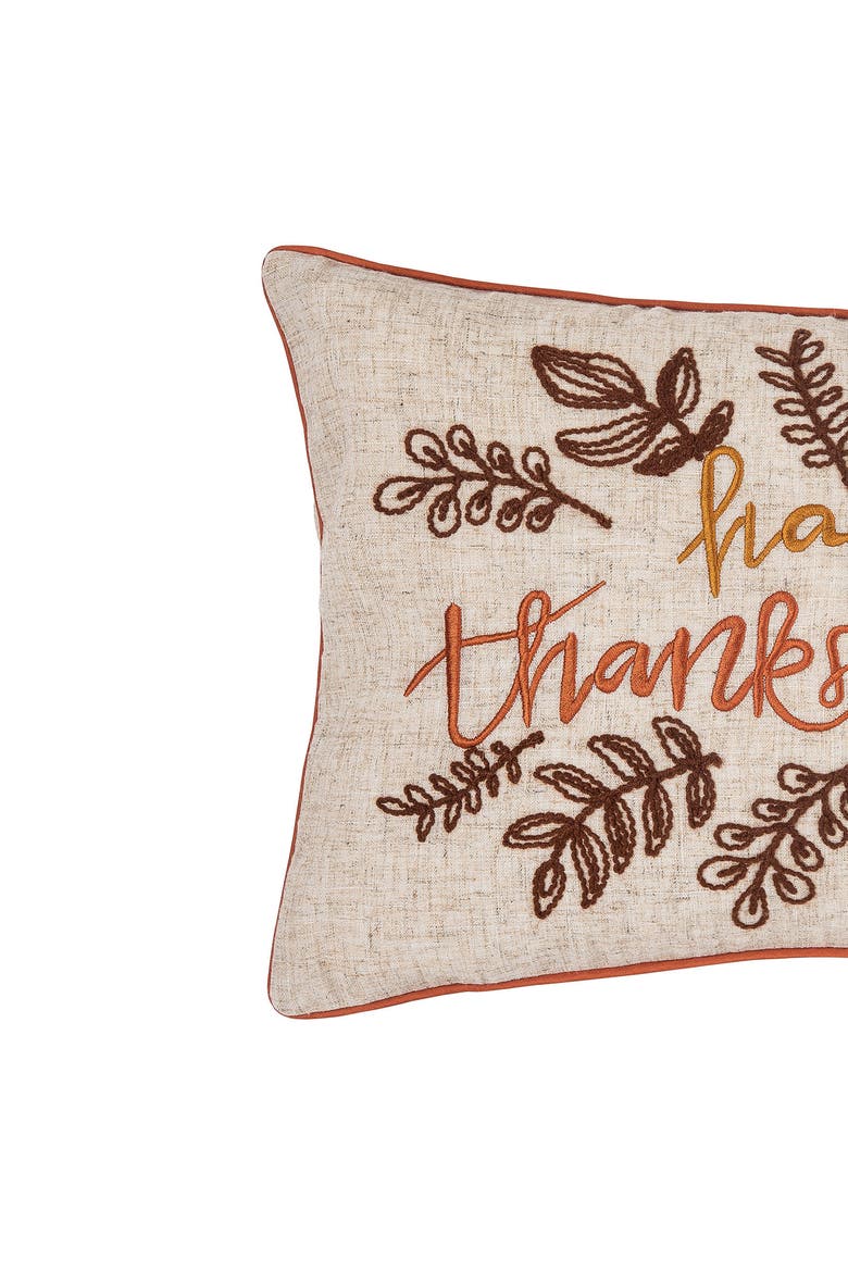Happy Thanksgiving Polyester Accent Pillow, 14" x 22", Alternate, color, Brown