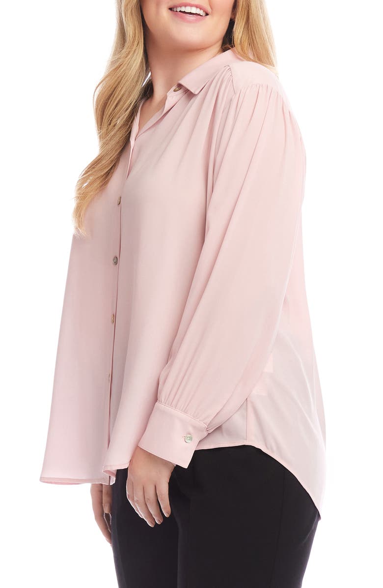 Karen Kane Drapey Crepe Button-Up Shirt, Alternate, color,