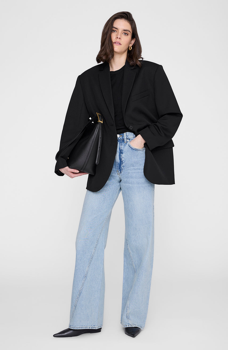 ANINE BING Elly Medium Bucket Bag Grained Leather, Alternate, color, Black