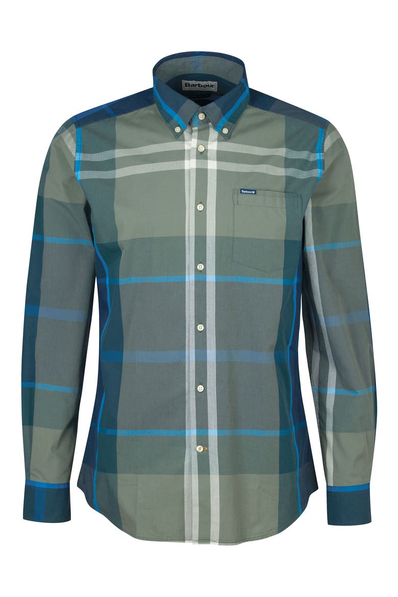 Harris Tailored Fit Plaid Cotton Button-Down Shirt, Alternate, color, KIELDER BLUE TARTAN