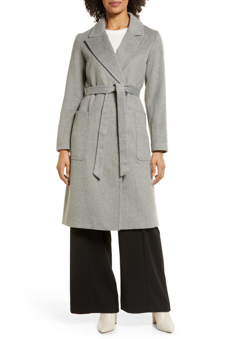 Belted Longline Coat, Alternate, color, GREY LIGHT HEATHER