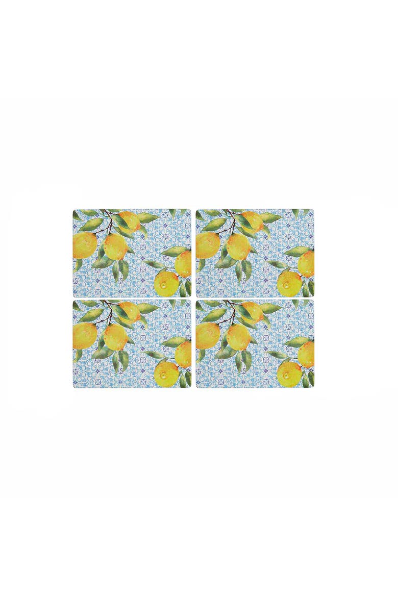 Amalfi Lemons Set of 4 Cork Back Placemats, Main, color, Multi